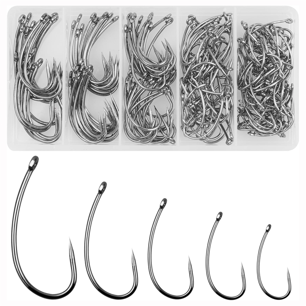 Fishing Hook Assortment - 180PCS Barbless Fishing Hooks Kit Carp